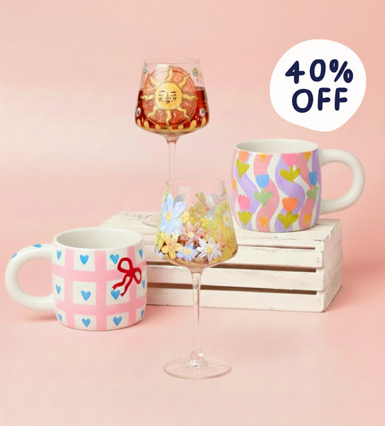 Tassen- & Weingläser-Set zum Bemalen