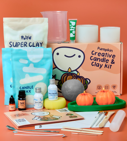Kit Bougie Citrouille Créative en Argile