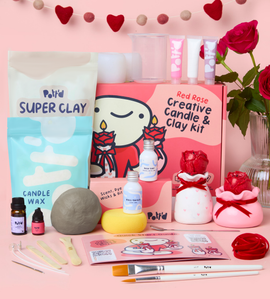 Kit Creativo Candela e Argilla: Rose Rosse