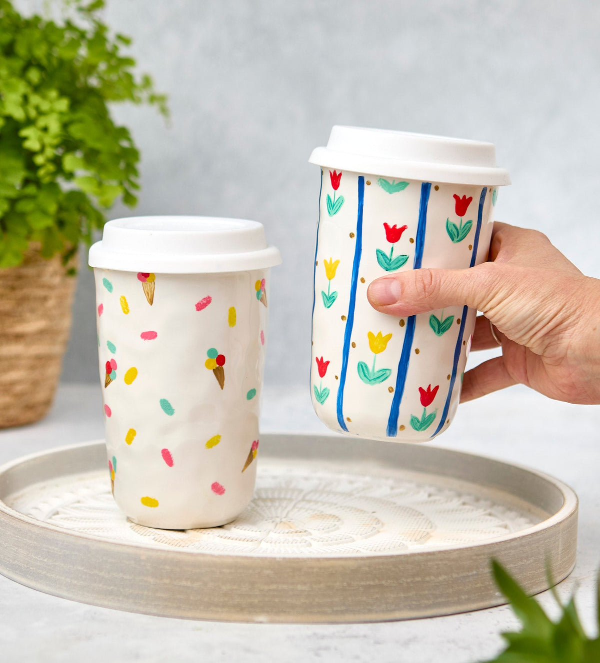 Becher zum Bemalen Set für zuhause Reisebecher mit Deckel von Pott'd – Pott'd EU