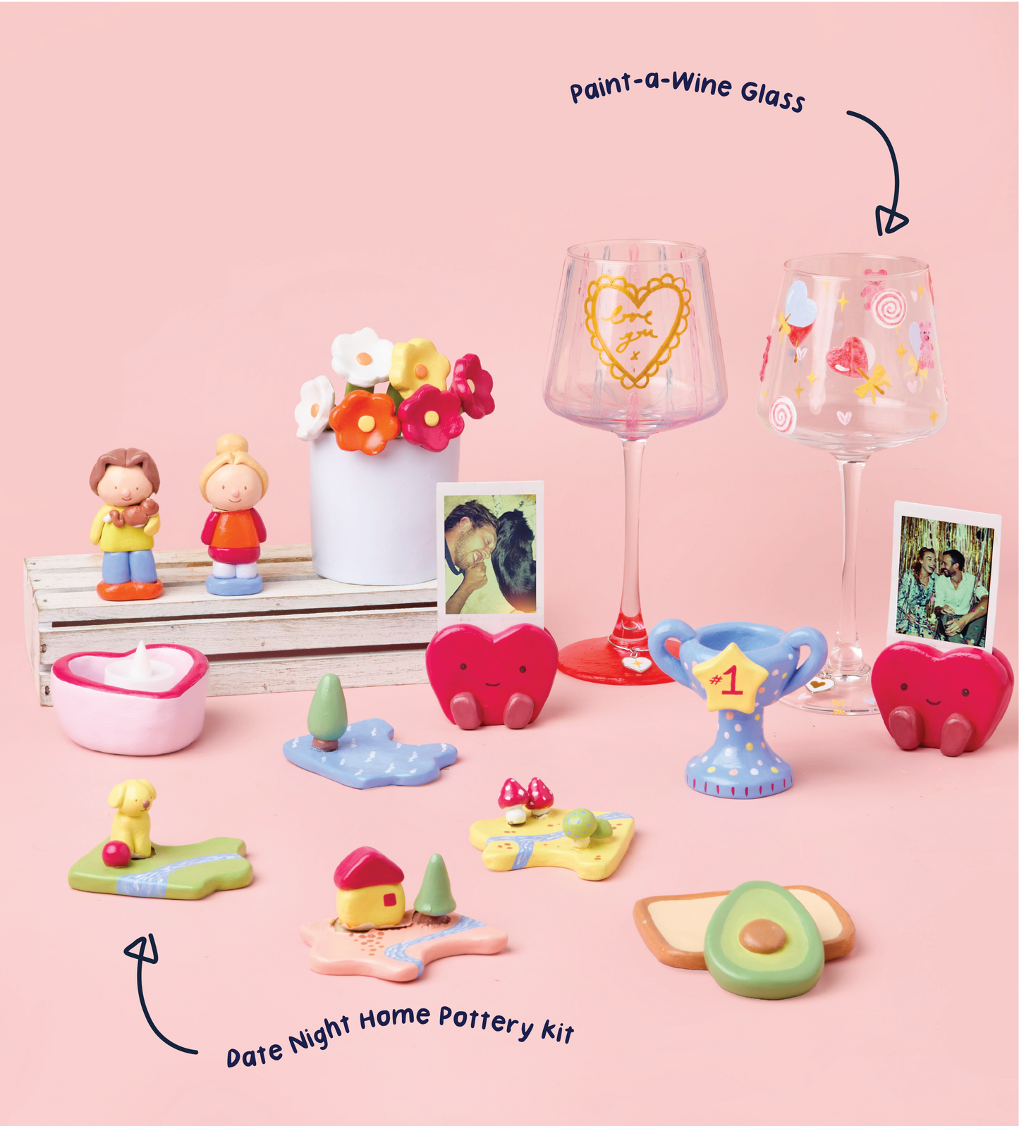 DIY Date Night: Wine Glass & Pottery Kit Bundle