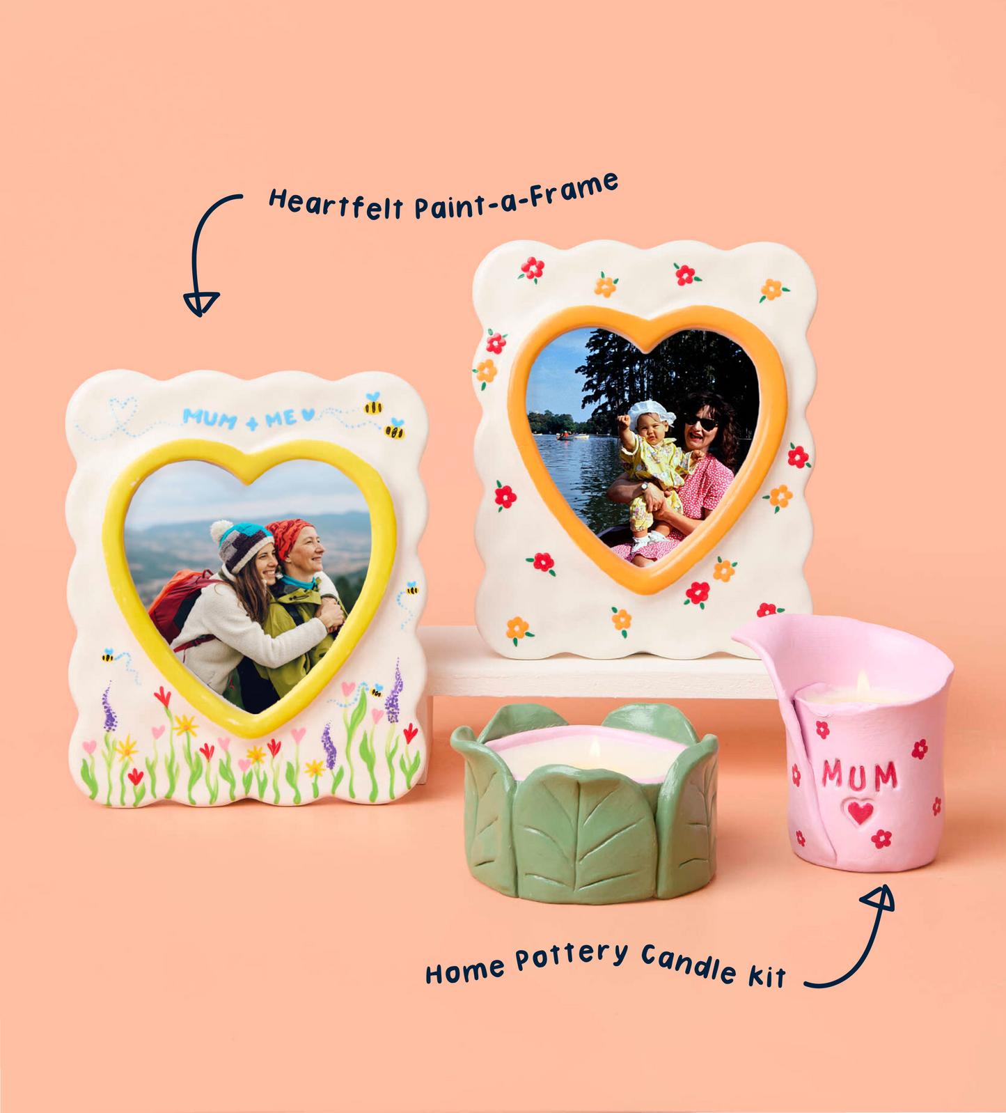 Handmade Moments: Set Candele in Argilla & Cornici da Dipingere