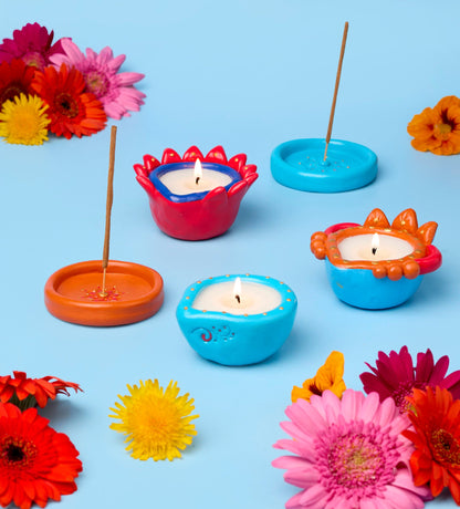 Diwali Kerzen- und Ton-Set