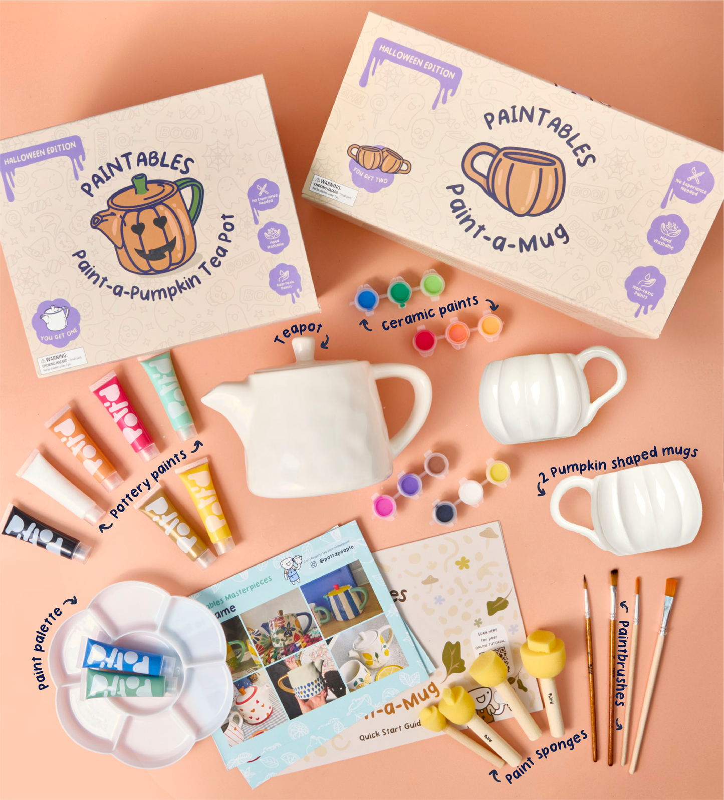 Halloween Pumpkin Paint-a-Mug x2