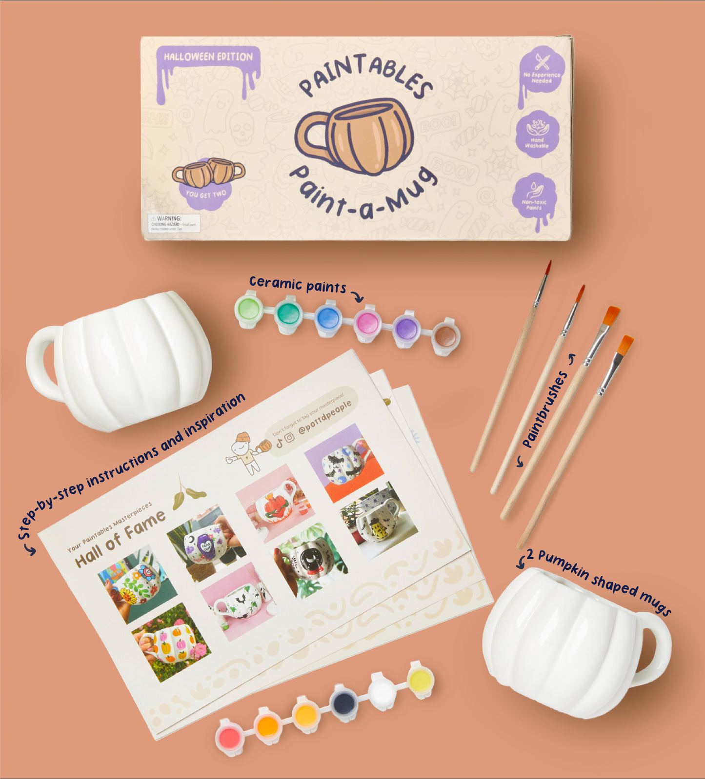 Halloween Pumpkin Paint-a-Mug x2