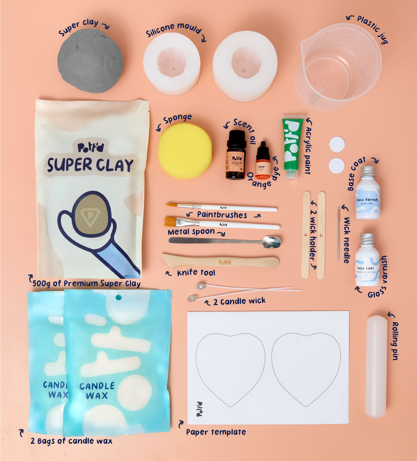 Kit Bougie Citrouille Créative en Argile