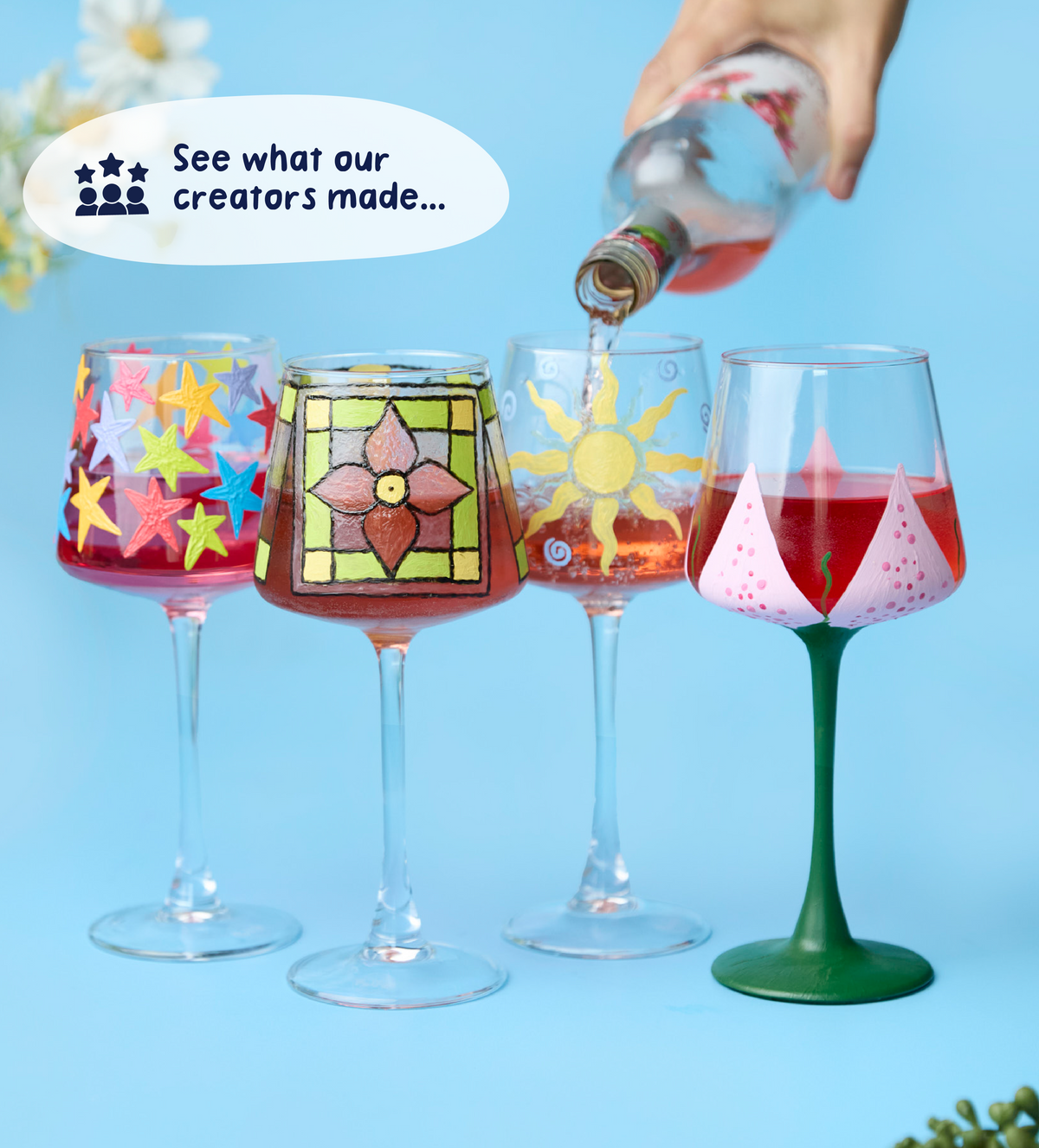 Peinture sur Verre à Vin x2