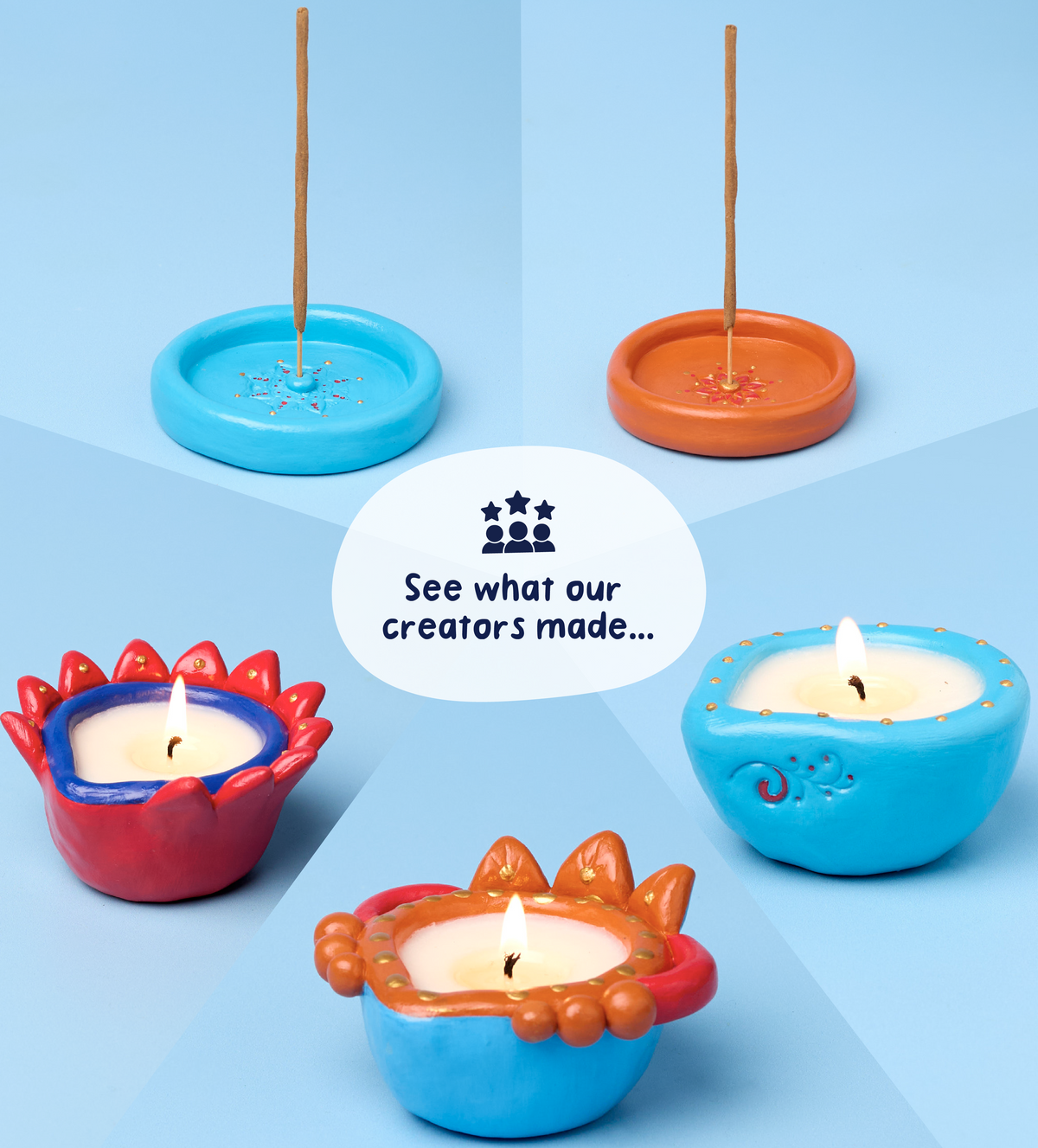 Diwali Kerzen- und Ton-Set