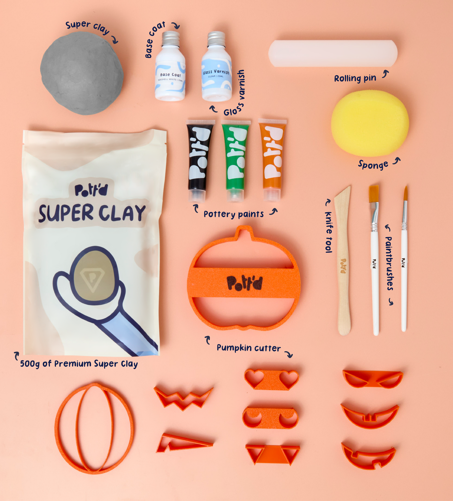 Kit Sous-verres Citrouille en Argile 