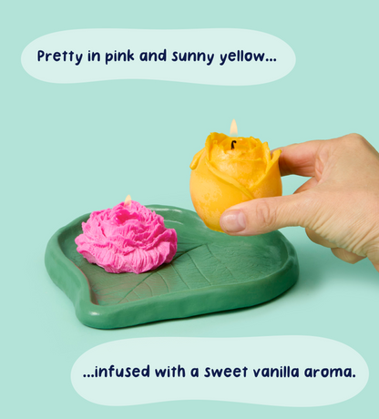 Florale Flammen Kreativset mit Kerze und Ton