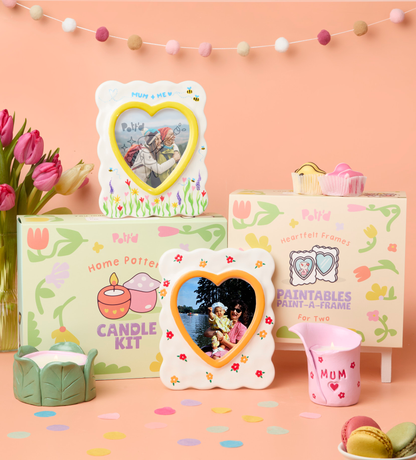 Handmade Moments: Set Candele in Argilla & Cornici da Dipingere