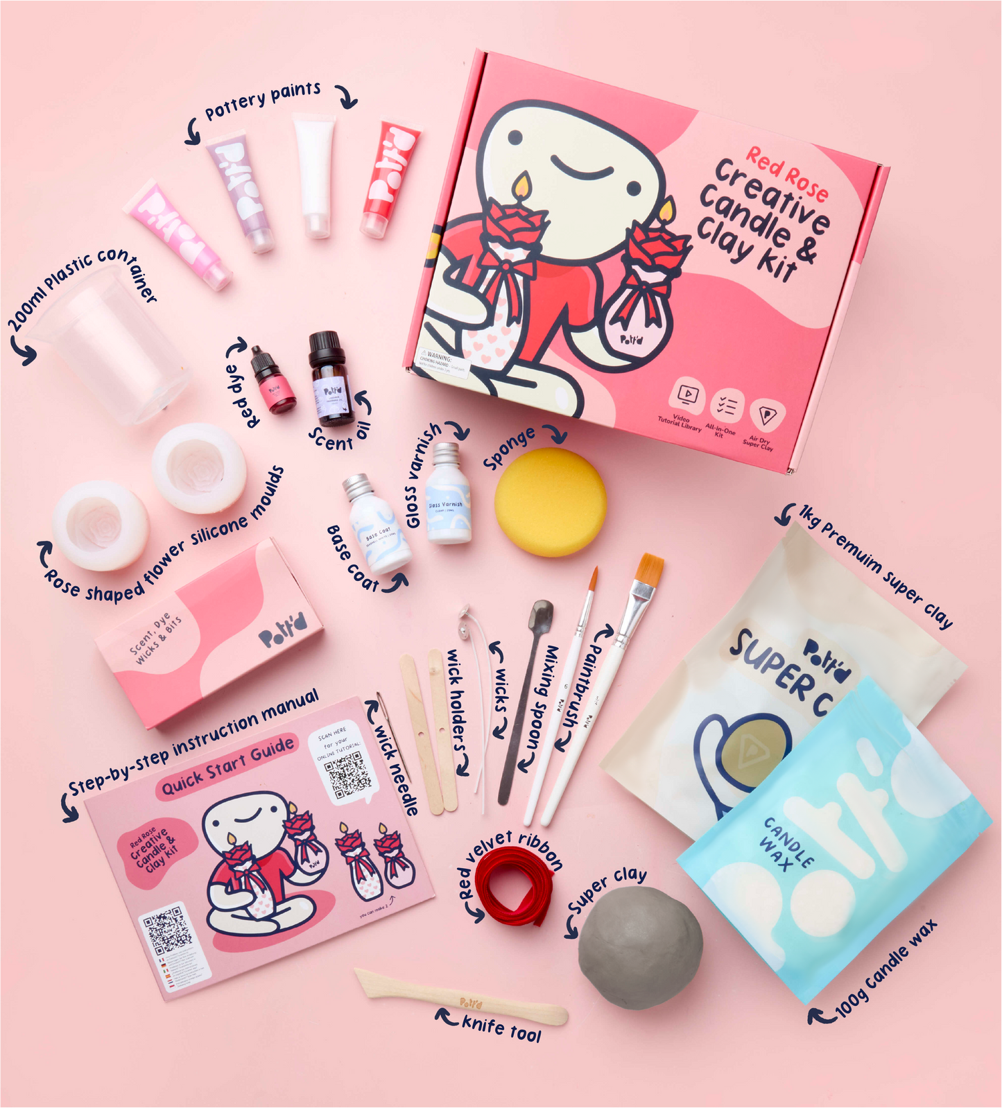 Kit de Arcilla y Vela Creativa Rosa Roja