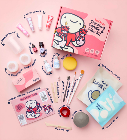 Kit de Arcilla y Vela Creativa Rosa Roja