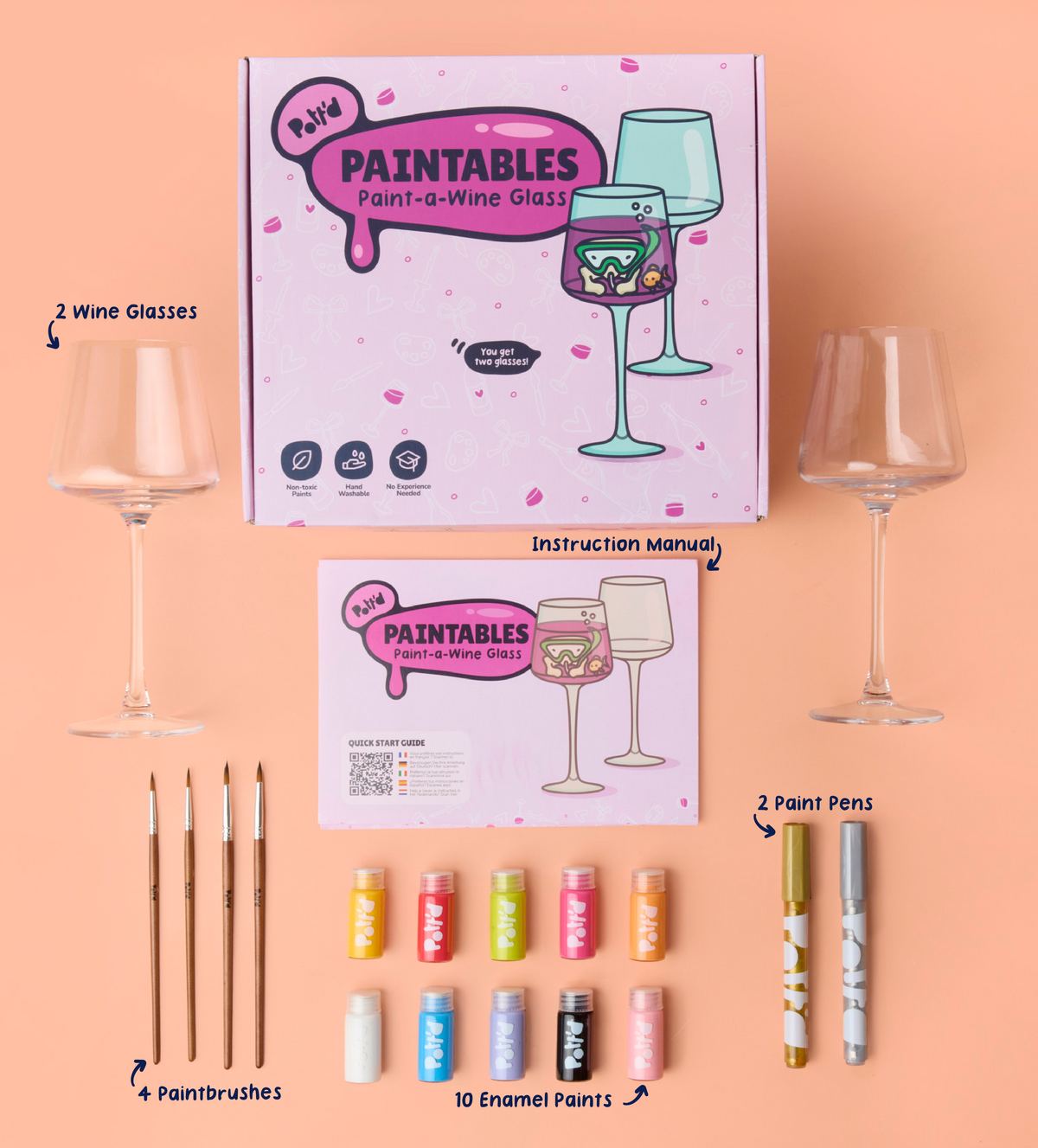 Peinture sur Verre à Vin x2
