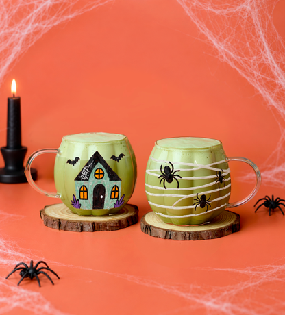 Spooky Glass Pumpkin Mug x2