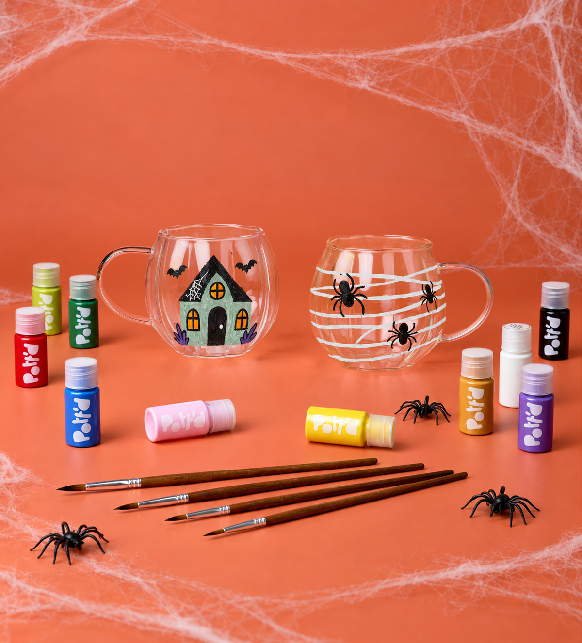 Spooky Glass Pumpkin Mug x2