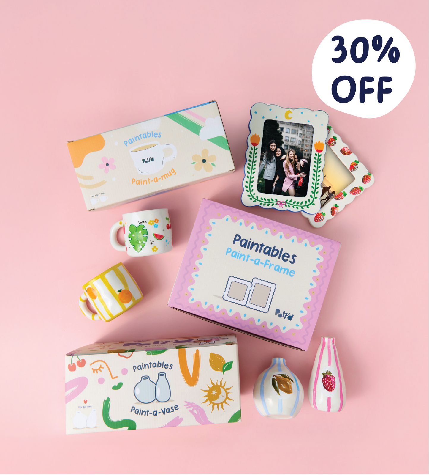 Coffret Peinture : Tasse, Cadre et Vase