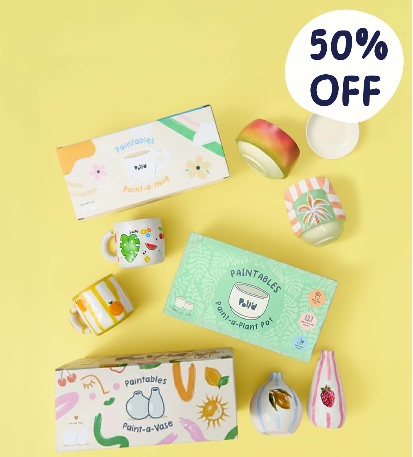 Paintables Mug, Vase & Plant Pot Bundle