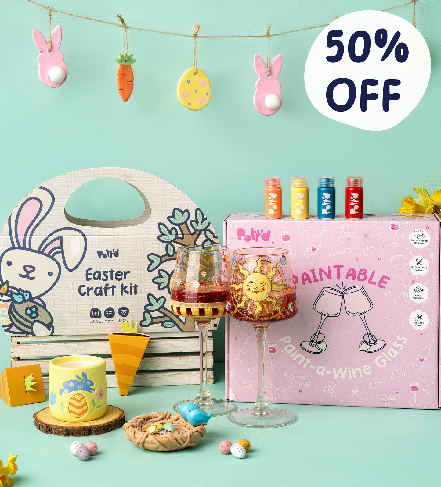 Easter Craft & Wine Glass Bundle