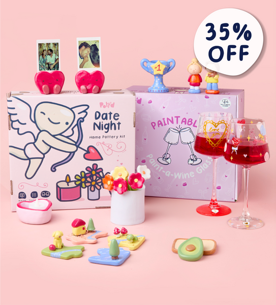 DIY Date Night: Wine Glass & Pottery Kit Bundle